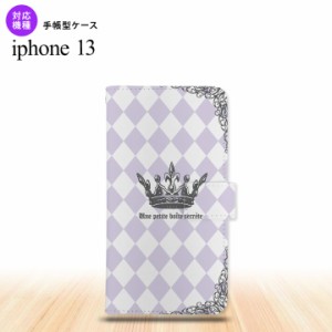 i13 iPhone13 手帳型スマホケース 全面印刷 王冠 紫 人気 おしゃれ スマート シンプル  nk-004s-i13-dr1455