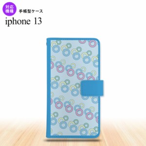 i13 iPhone13 手帳型スマホケース 全面印刷 丸 青 人気 おしゃれ スマート シンプル  nk-004s-i13-dr1663