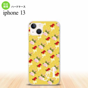 i13 iPhone13 ケース ハードケース 花柄 バラ リボン 黄 +アルファベット iPhone13専用 スマホケース おしゃれ スマート シンプル nk-i13