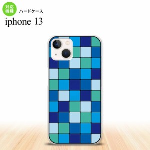 iPhone13 Pro iPhone13 共用 背面ケース カバー ステンドグラス風 スクエア ブルー ステンドグラス風 iPhone13とiPhone13 Pro共用ケース 