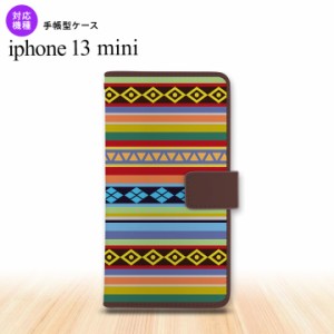 iPhone13mini iPhone13 mini 手帳型スマホケース カバー エスニック ボーダー カラフル iPhone13 mini 5.4インチ nk-004s-i13m-dr1565