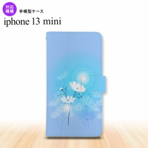 iPhone13mini iPhone13 mini 手帳型スマホケース カバー コスモス 水色 iPhone13 mini 5.4インチ nk-004s-i13m-dr607
