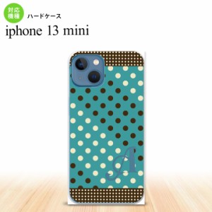 iPhone13mini iPhone13 mini ケース ハードケース ドット 水玉 C 青緑 茶 +アルファベット  nk-i13m-1654i