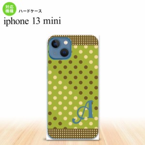 iPhone13mini iPhone13 mini ケース ハードケース ドット 水玉 C 緑 茶 +アルファベット  nk-i13m-1656i