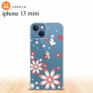 iPhone13mini iPhone13 mini ケース ソフトケース 花柄 ガーベラ 透明 赤  nk-i13m-tp072