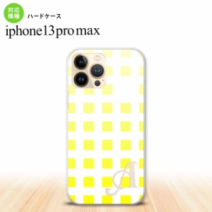 iPhone13ProMax iPhone13 Pro Max ケース ハードケース スクエア ドット 黄 +アルファベット iPhone13 プロ マックス 6.7インチ おしゃれ