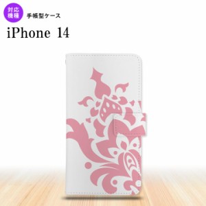 iPhone14 iPhone14 手帳型スマホケース カバー ダマスク ピンク 2022年 9月発売 nk-004s-i14-dr1028