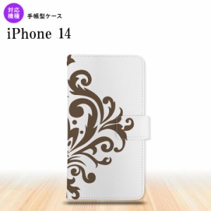 iPhone14 iPhone14 手帳型スマホケース カバー ダマスク 茶 2022年 9月発売 nk-004s-i14-dr1036