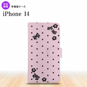 iPhone14 iPhone14 手帳型スマホケース カバー 花柄 ドット リボン ピンク 2022年 9月発売 nk-004s-i14-dr351