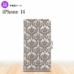 iPhone14 iPhone14 手帳型スマホケース カバー ダマスク クリア 茶 2022年 9月発売 nk-004s-i14-dr461