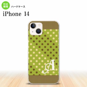 iPhone14 iPhone14 スマホケース 背面ケース ハードケース ドット 水玉 C 緑 茶 +アルファベット 2022年 9月発売 nk-i14-1656i