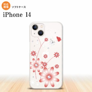 iPhone14 iPhone14 スマホケース 背面ケースソフトケース 花柄 ガーベラ 透明 赤 2022年 9月発売 nk-i14-tp072
