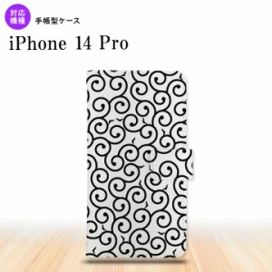 iPhone14 Pro iPhone14 Pro 手帳型スマホケース カバー 唐草 白 黒  nk-004s-i14p-dr1133