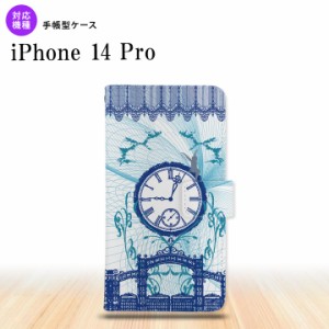 iPhone14 Pro iPhone14 Pro 手帳型スマホケース カバー 時計 妖精 青  nk-004s-i14p-dr1257