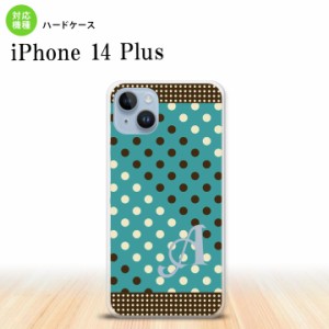 I14PL iPhone14 plus スマホケース 背面ケース ハードケース ドット 水玉 C 青緑 茶 +アルファベット メンズ レディース nk-i14pl-1654i