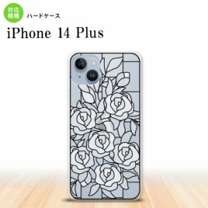 I14PL iPhone14 plus 背面ケース カバー ステンドグラス風 おしゃれ バラ ホワイト ステンドグラス風 かわいい おしゃれ 背面ケース nk-i