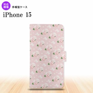 iPhone15 iPhone15 手帳型スマホケース カバー 花柄 バラ リボン ピンク 2023年 9月発売 nk-004s-i15-dr256