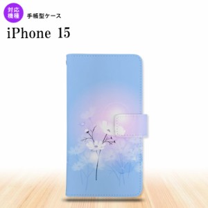 iPhone15 iPhone15 手帳型スマホケース カバー コスモス 水色 ピンク 2023年 9月発売 nk-004s-i15-dr606