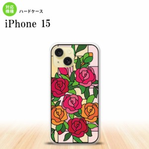 iPhone15 iPhone15 背面ケース カバー ステンドグラス風 おしゃれ バラ ピンク ステンドグラス風 2023年 9月発売 nk-i15-sg12