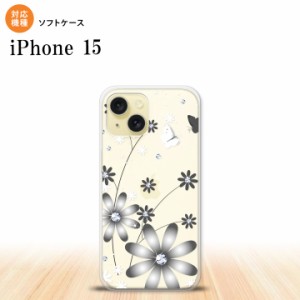 iPhone15 iPhone15 スマホケース 背面ケースソフトケース 花柄 ガーベラ 透明 グレー 2023年 9月発売 nk-i15-tp071