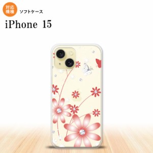 iPhone15 iPhone15 スマホケース 背面ケースソフトケース 花柄 ガーベラ 透明 赤 2023年 9月発売 nk-i15-tp072