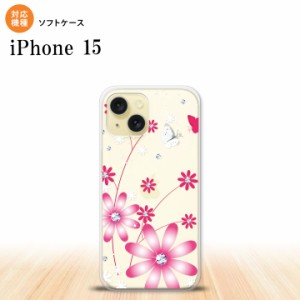 iPhone15 iPhone15 スマホケース 背面ケースソフトケース 花柄 ガーベラ 透明 ピンク 2023年 9月発売 nk-i15-tp073