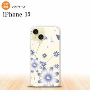 iPhone15 iPhone15 スマホケース 背面ケースソフトケース 花柄 ガーベラ 透明 紫 2023年 9月発売 nk-i15-tp074