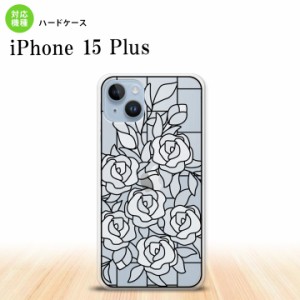 iPhone15 plus iPhone15 plus 背面ケース カバー ステンドグラス風 おしゃれ バラ ホワイト ステンドグラス風 2023年 9月発売 nk-i15pl-s