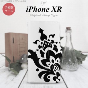 iPhone XR 手帳型 スマホ ケース カバー アイフォン ダマスク柄大A 黒 nk-004s-ipxr-dr1029