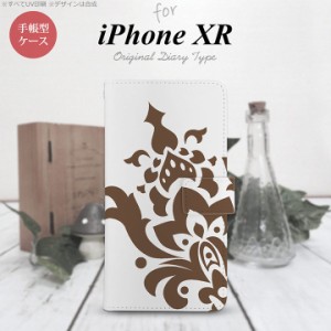 iPhone XR 手帳型 スマホ ケース カバー アイフォン ダマスク柄大A 茶 nk-004s-ipxr-dr1031