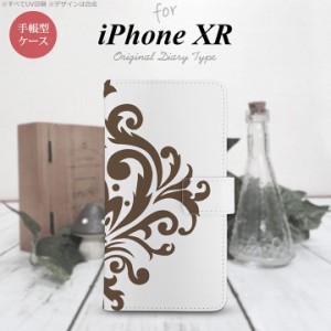 iPhone XR 手帳型 スマホ ケース カバー アイフォン ダマスク柄大B 茶 nk-004s-ipxr-dr1036