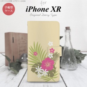iPhone XR 手帳型 スマホ ケース カバー アイフォン ハイビスカスA ベージュ×ピンク nk-004s-ipxr-dr1053
