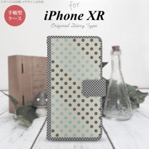 iPhone XR 手帳型 スマホ ケース カバー アイフォン ドット・水玉 グレー×青 nk-004s-ipxr-dr1650