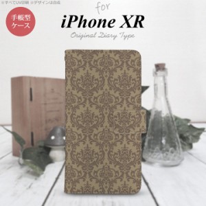 iPhone XR 手帳型 スマホ ケース カバー アイフォン ダマスク柄 茶 nk-004s-ipxr-dr460