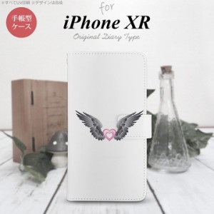 iPhone XR 手帳型 スマホ ケース カバー アイフォン 翼(ハート) 黒×白 nk-004s-ipxr-dr465