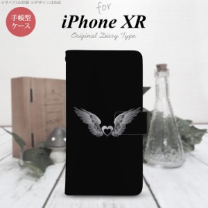 iPhone XR 手帳型 スマホ ケース カバー アイフォン 翼(ハート) 黒×黒 nk-004s-ipxr-dr468