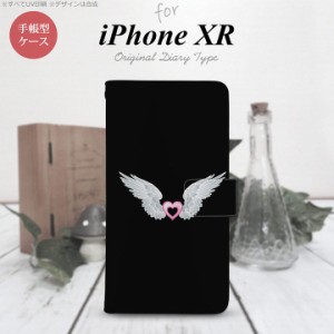 iPhone XR 手帳型 スマホ ケース カバー アイフォン 翼(ハート) 白×黒 nk-004s-ipxr-dr473