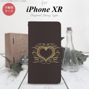 iPhone XR 手帳型 スマホ ケース カバー アイフォン 飾りハート（A) 茶 nk-004s-ipxr-dr611