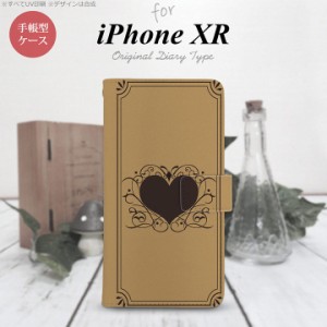 iPhone XR 手帳型 スマホ ケース カバー アイフォン 飾りハート（B) ベージュ nk-004s-ipxr-dr613