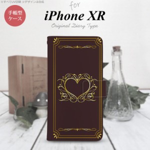 iPhone XR 手帳型 スマホ ケース カバー アイフォン 飾りハート（B) 茶 nk-004s-ipxr-dr619