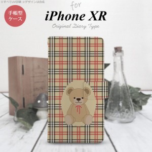 iPhone XR 手帳型 スマホ ケース カバー アイフォン くま(A) 茶×赤 nk-004s-ipxr-dr752