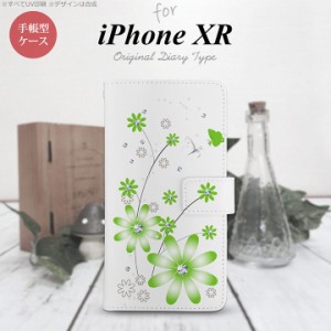 iPhone XR 手帳型 スマホ ケース カバー アイフォン 花柄・ガーベラ 緑 nk-004s-ipxr-dr803