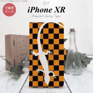 iPhone XR 手帳型 スマホ ケース カバー アイフォン トカゲ オレンジ nk-004s-ipxr-dr862