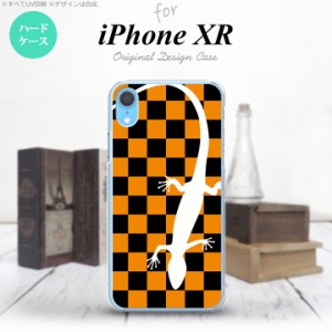 iPhoneXR iPhone XR スマホケース ハードケース トカゲ 市松 オレンジ メンズ レディース nk-ipxr-862