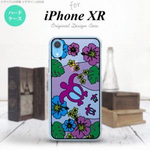 iPhoneXR iPhone XR 背面ケース カバー ステンドグラス風 おしゃれ ホヌとハイビスカス ピンク ステンドグラス風 かわいい おしゃれ 背面