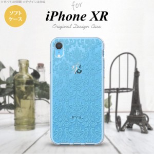 iPhoneXR iPhone XR スマホケース ソフトケース ダマスク B クリア 水色 メンズ レディース nk-ipxr-tp1027