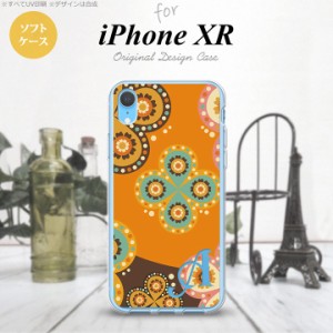 iPhoneXR iPhone XR スマホケース ソフトケース エスニック 花柄 オレンジ 茶 +アルファベット メンズ レディース nk-ipxr-tp1584i