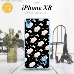 iPhoneXR iPhone XR スマホケース ソフトケース 花柄 バラ リボン 黒 +アルファベット メンズ レディース nk-ipxr-tp257i