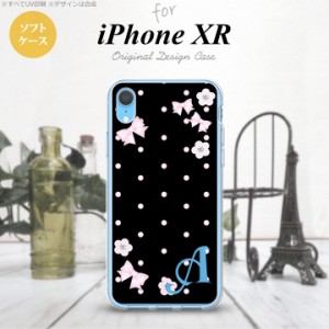 iPhoneXR iPhone XR スマホケース ソフトケース 花柄 ドット リボン 黒 +アルファベット メンズ レディース nk-ipxr-tp352i
