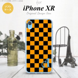 iPhoneXR iPhone XR スマホケース ソフトケース スクエア 黒 オレンジ +アルファベット メンズ レディース nk-ipxr-tp761i